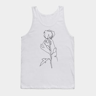 hand holding a rose minimalistic lineart Tank Top